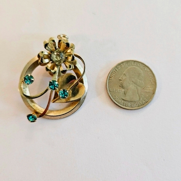 Vintage Blue Rhinestone Brooch - Picture 3 of 7